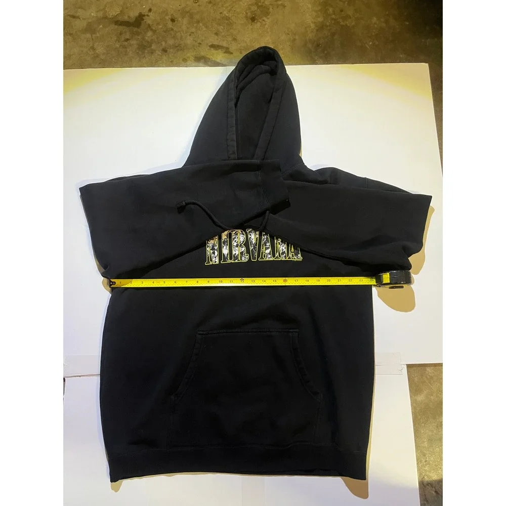 Vintage Nirvana Hoodie Black Graphic Smiley Face Band Sweatshirt 1997 Large